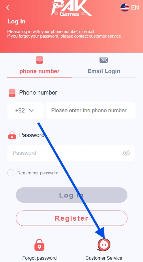 Click on customer service option